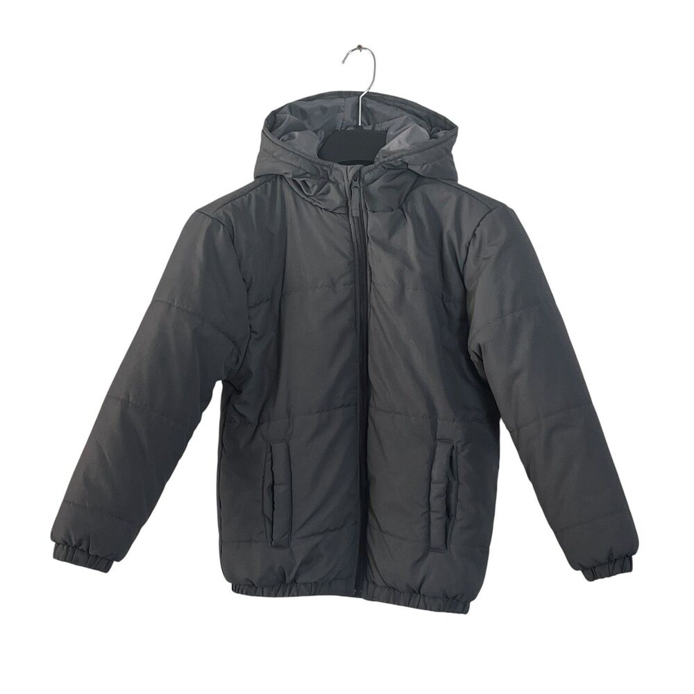 Arctic Hero Boys Gray Hooded Puffer Jacket Size 8-10 Fall Winter Streetwear